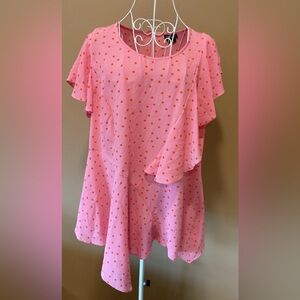 Pink Polka Dot Plus Size 18 Top City Chic Barbiecore Flutter Sleeve